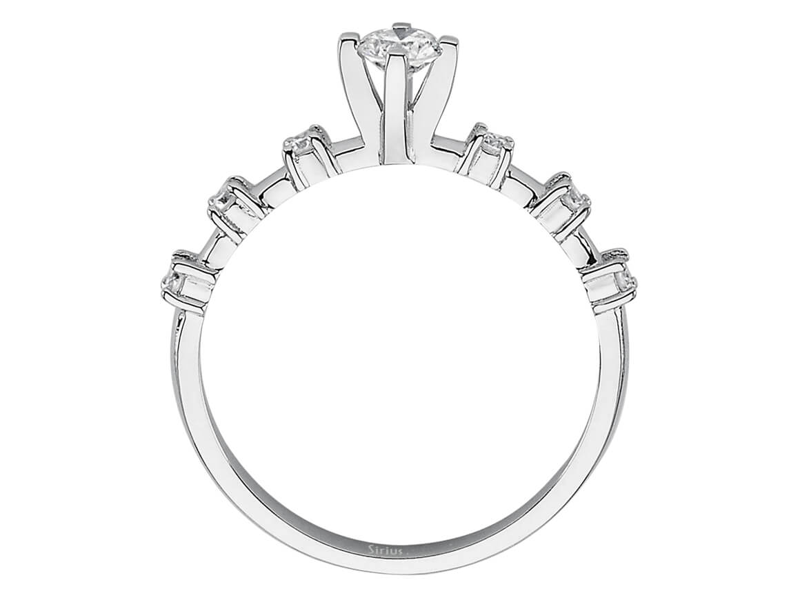 Weißgoldring mit 1 laborgezüchtetem Diamant 0,21 Karat und 6 kleinen Diamanten im Rundschliff, 0,12 Karat