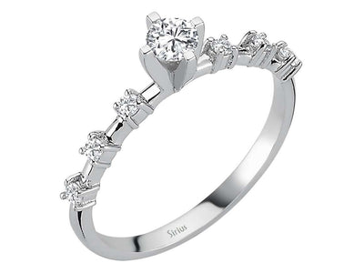 Weißgoldring mit 1 laborgezüchtetem Diamant 0,21 Karat und 6 kleinen Diamanten im Rundschliff, 0,12 Karat