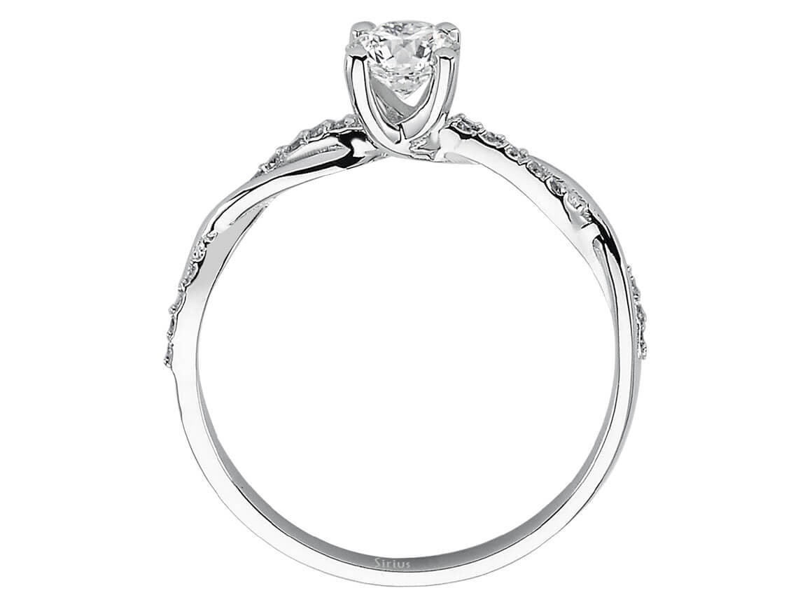 White gold ring with 1 Diamond weighing 0.42 carats and 18 small Diamonds, 14-karat gold – high-quality Jewelry from Rosy Lab Diamonds
