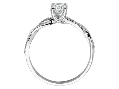 Weißgoldring mit 1 laborgezüchtetem Diamant 0,42 Karat und 18 kleinen Diamanten im Rundschliff, 0,06 Karat