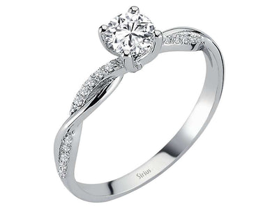 Weißgoldring mit 1 laborgezüchtetem Diamant 0,42 Karat und 18 kleinen Diamanten im Rundschliff, 0,06 Karat