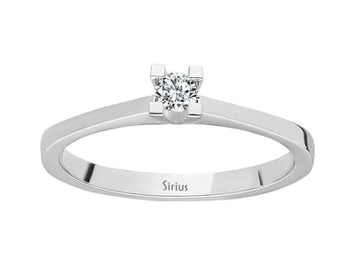 8K white gold solitaire ring with 1 round diamond 0.09 carat