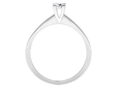 8K white gold solitaire ring with 1 round diamond 0.09 carat