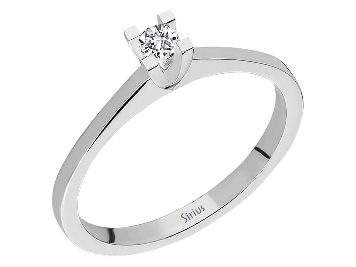8K white gold solitaire ring with 1 round diamond 0.09 carat