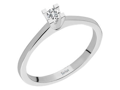 8K white gold solitaire ring with 1 round diamond 0.09 carat