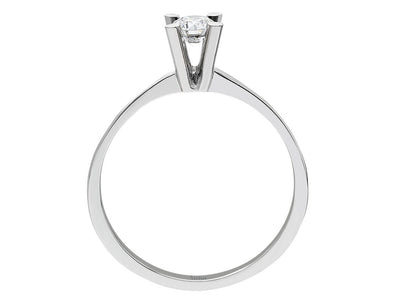 Fine 14 Karat White Gold Ring with Round Cut Diamond