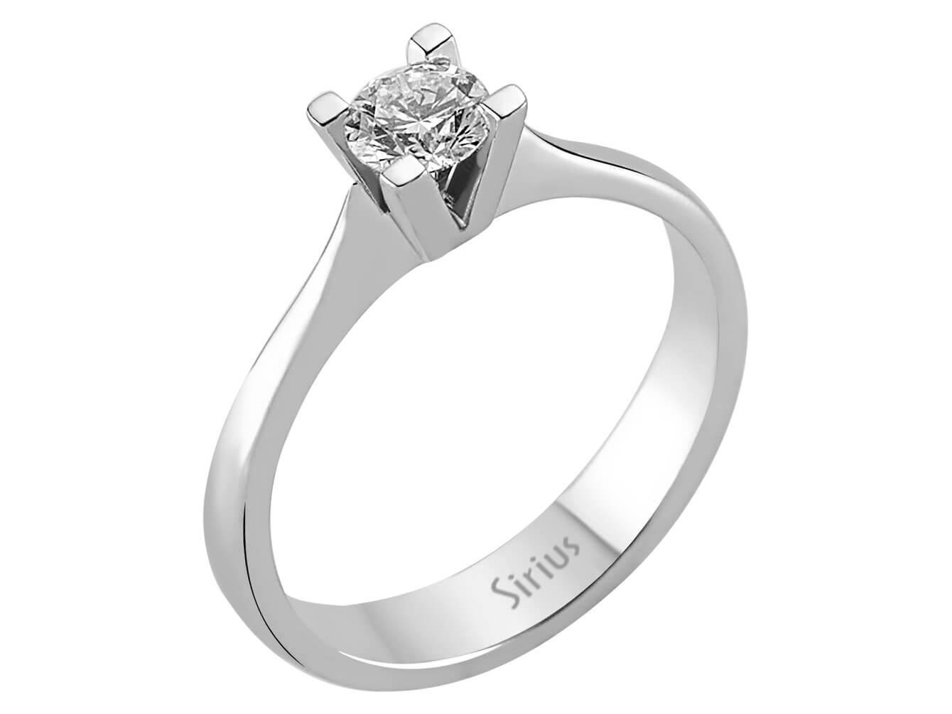 Weißgold Solitärring mit 1 Rundschliff-Diamant – 14K, 0,43 ct