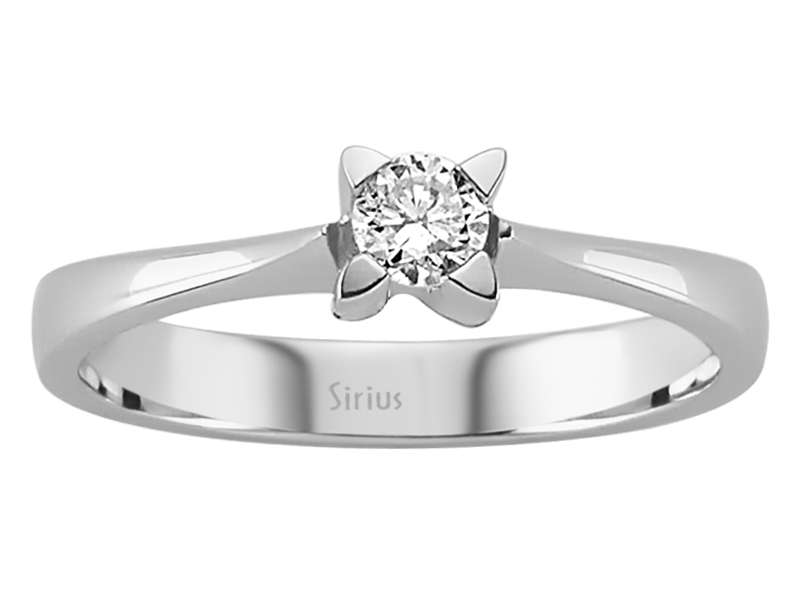 Weißgold Solitärring mit 1 rund geschliffenem Diamanten – 0,14 ct