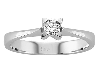 Weißgold Solitärring mit 1 rund geschliffenem Diamanten – 0,14 ct