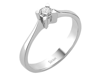 Weißgold Solitärring mit 1 rund geschliffenem Diamanten – 0,14 ct