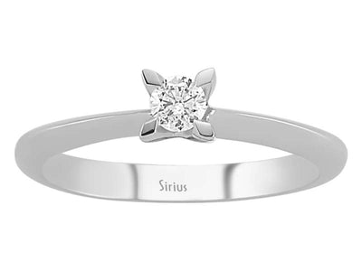 Weißgold Solitärring mit 1 rund geschliffenem Diamanten – 0,13 ct
