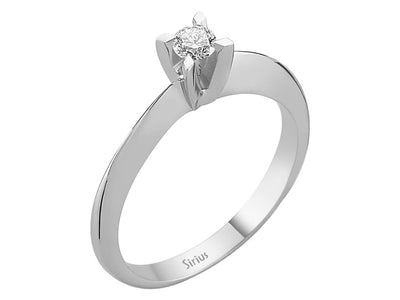 Weißgold Solitärring mit 1 rund geschliffenem Diamanten – 0,13 ct