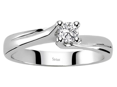 Weißgold Solitärring mit 1 rund geschliffenem Diamanten – 0,18 ct