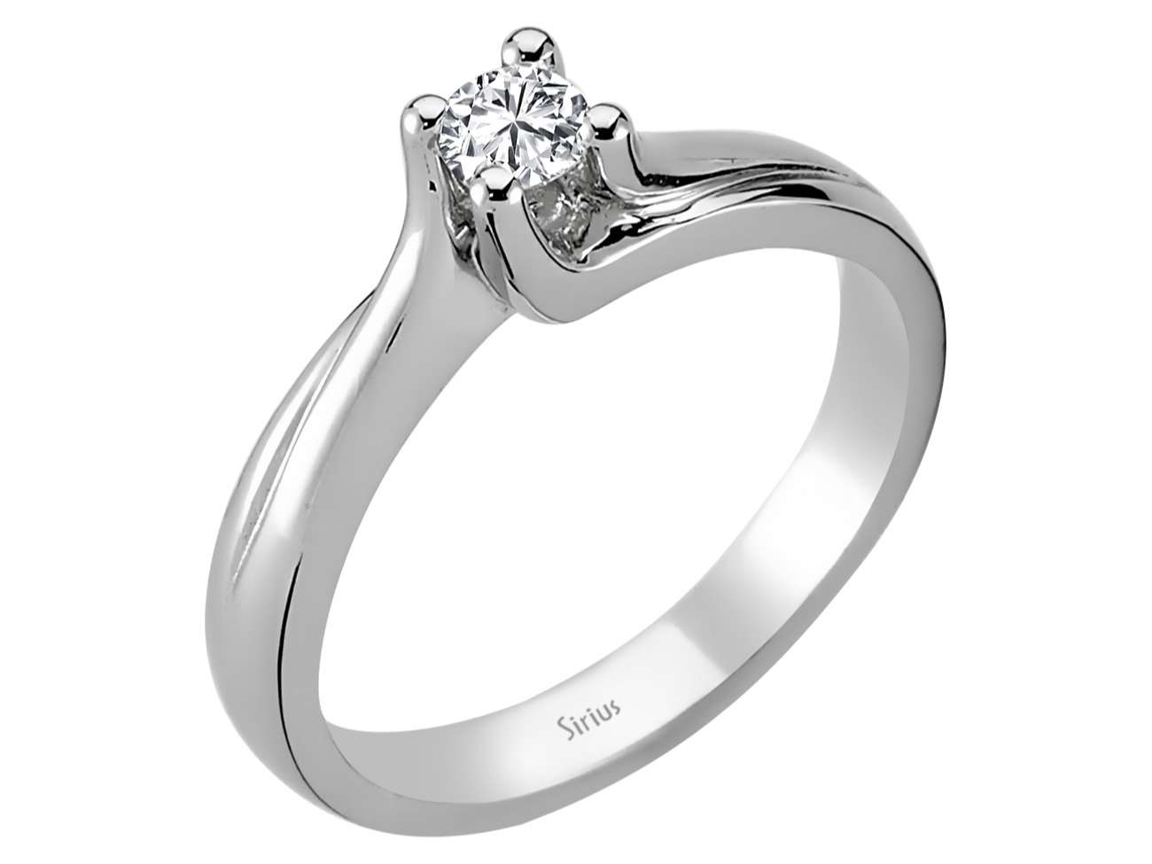 Weißgold Solitärring mit 1 rund geschliffenem Diamanten – 0,18 ct