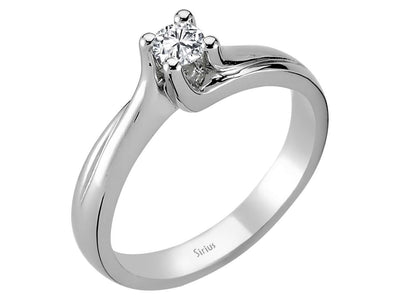 Weißgold Solitärring mit 1 rund geschliffenem Diamanten – 0,18 ct