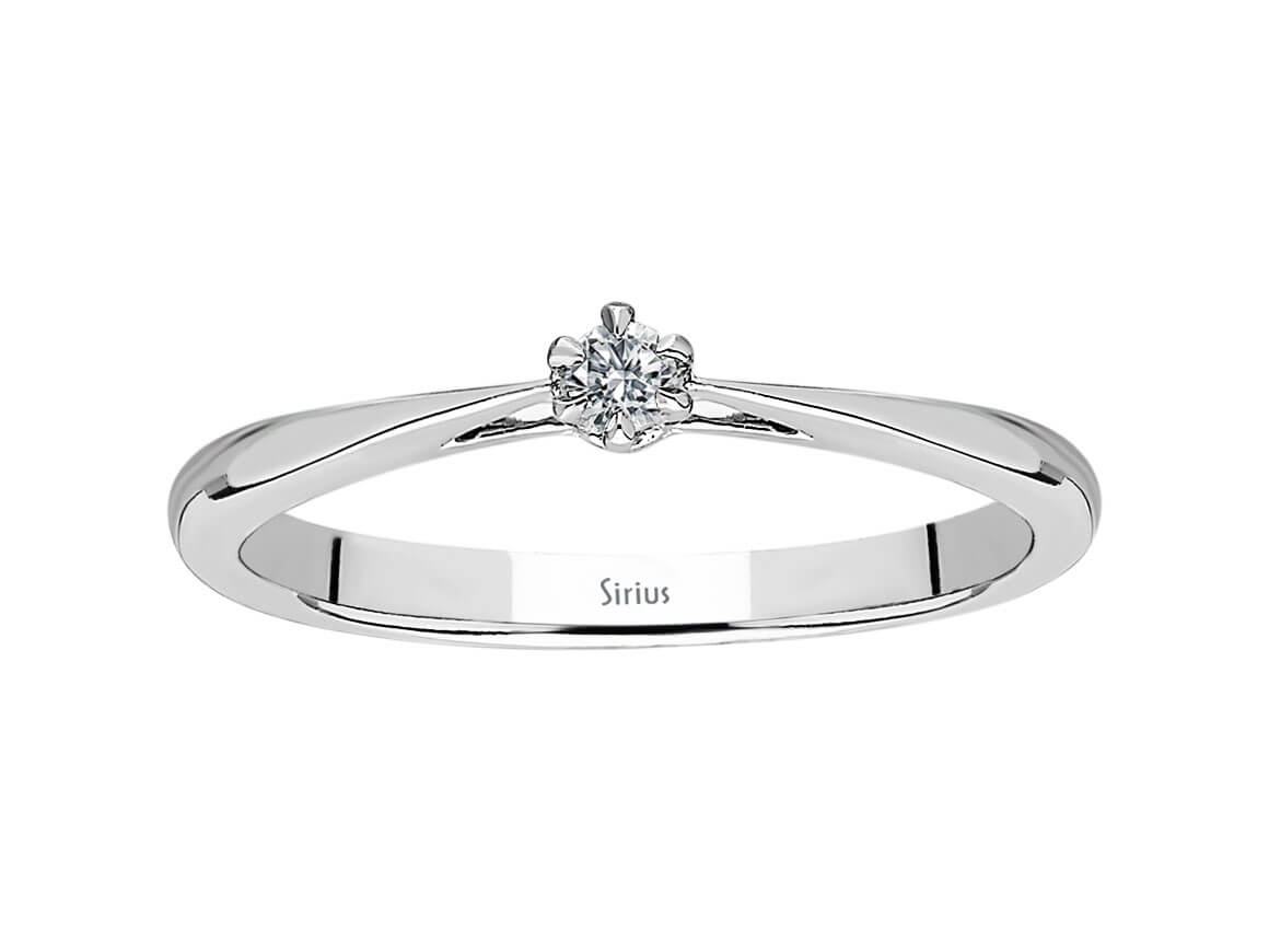 Bague solitaire en Or Blanc avec Diamant de 0,05 ct - 8K - 07R0024 - Bijoux haut de gamme de Rosy Lab Diamonds