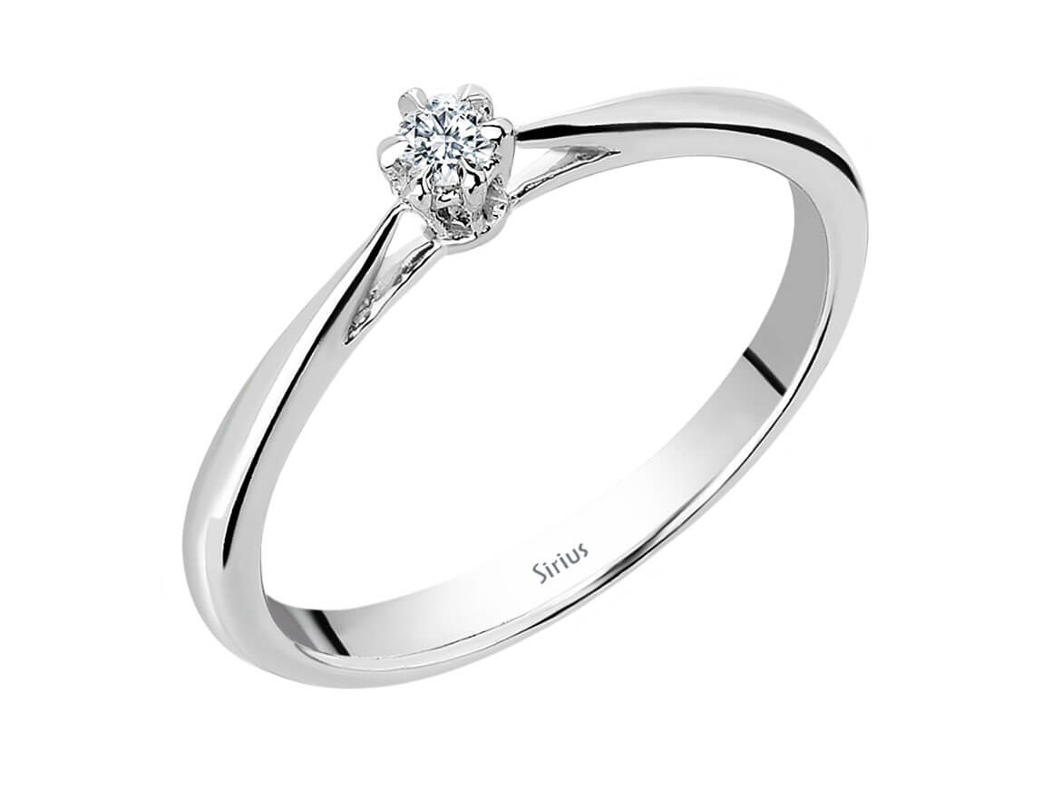 Bague solitaire en Or Blanc avec Diamant de 0,05 ct - 8K - 07R0024 - Bijoux haut de gamme de Rosy Lab Diamonds