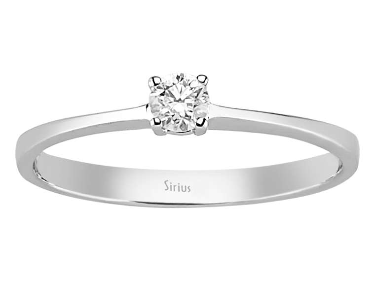 Weißgold Solitärring mit 1 rund geschliffenem Diamanten – 0,15 ct