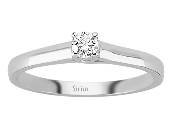 White Gold Solitaire Ring with 0.12 ct Diamond - 14K - 07R0026 - high-quality Jewelry from Rosy Lab Diamonds