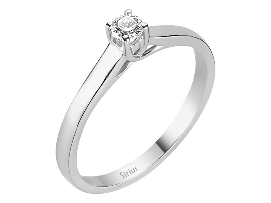 Weißgold Solitärring mit 1 rund geschliffenem Diamanten – 0,12 ct