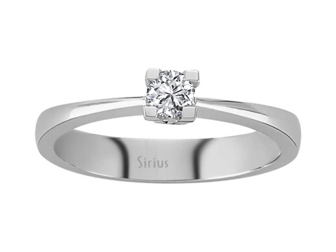 Weißgold Solitärring mit 1 rund geschliffenem Diamanten – 0,15 ct