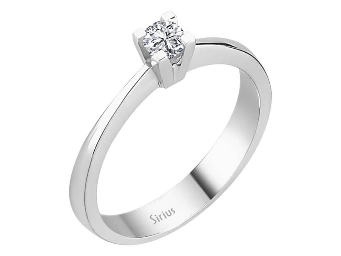 Weißgold Solitärring mit 1 rund geschliffenem Diamanten – 0,15 ct