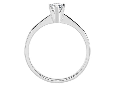 Schlichter Weißgold-Solitär-Ring mit rund geschliffenem Diamanten