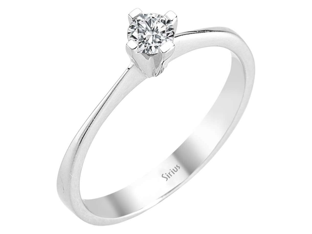 Schlichter Weißgold-Solitär-Ring mit rund geschliffenem Diamanten
