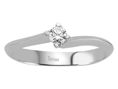 Schlichter Weißgold-Solitär-Ring mit rund geschliffenem Diamanten