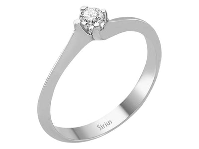 Schlichter Weißgold-Solitär-Ring mit rund geschliffenem Diamanten