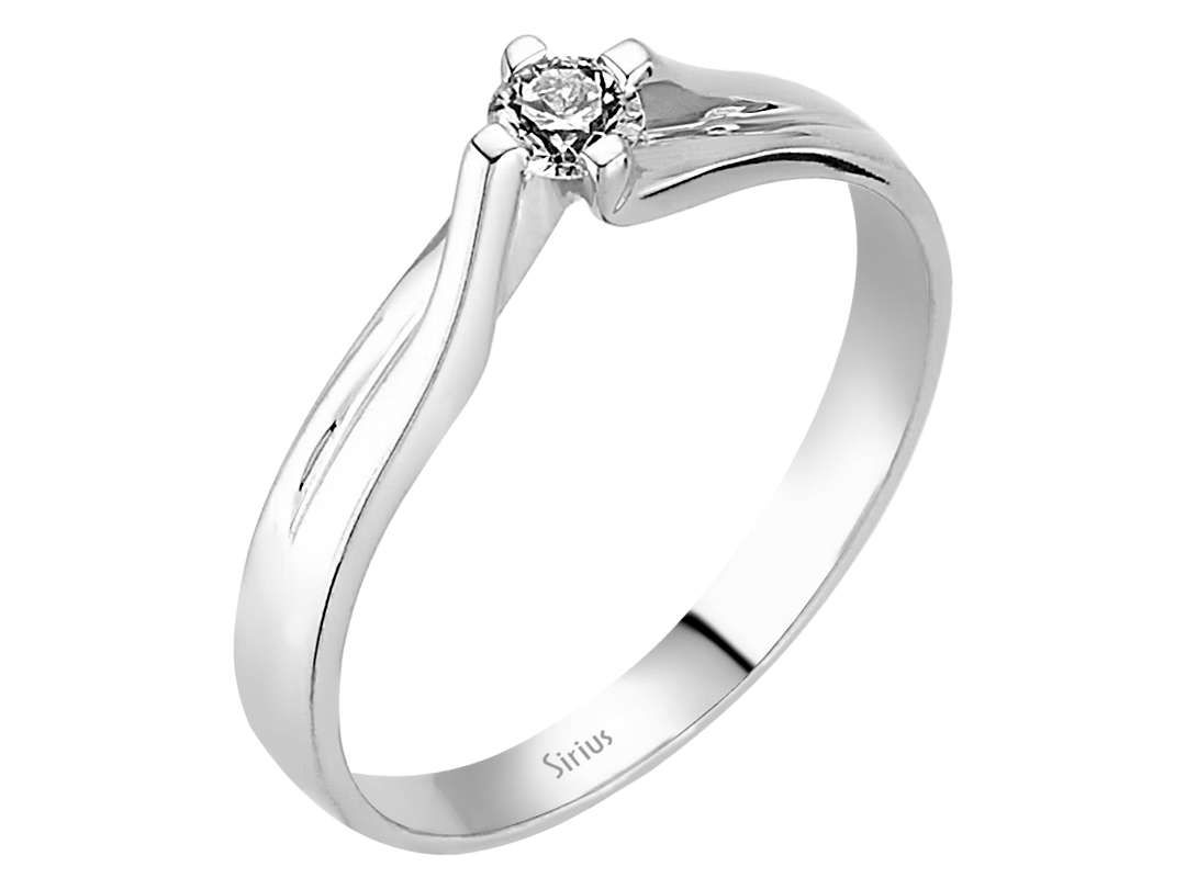 Dezenter Weißgold-Solitär-Ring mit rund geschliffenem Diamanten