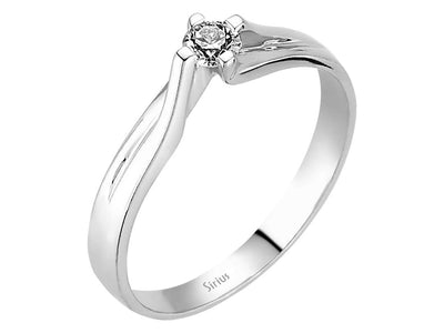 Dezenter Weißgold-Solitär-Ring mit rund geschliffenem Diamanten