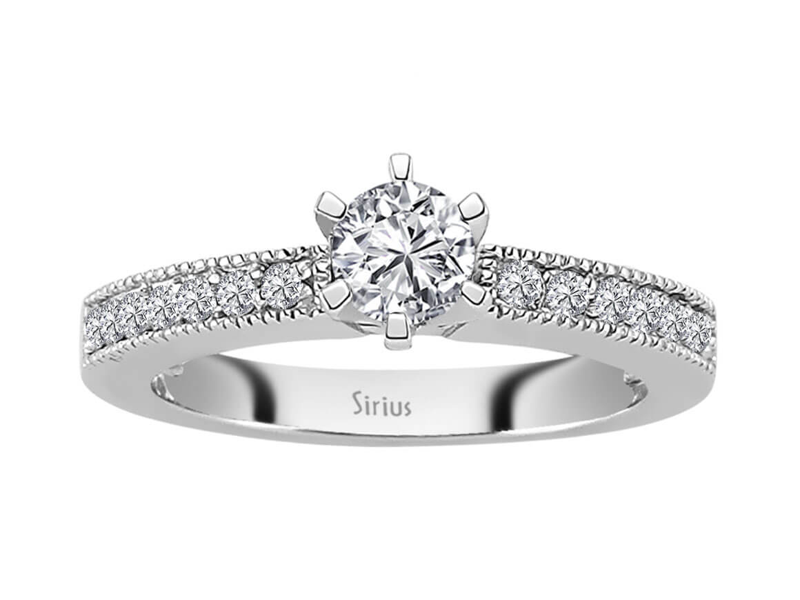 Bague de fiançailles classique en Or Blanc avec diamants de laboratoire - 14 K, 0,47 carat - Bijoux haut de gamme de Rosy Lab Diamonds