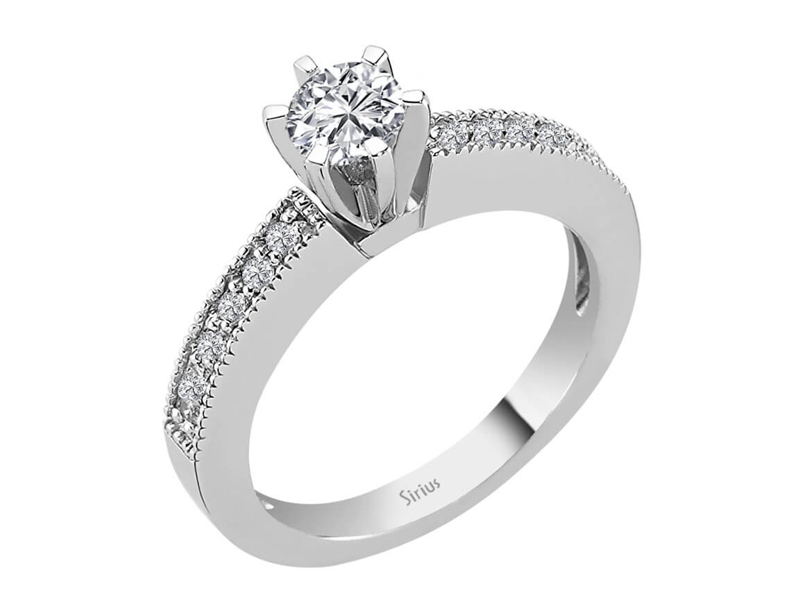 Bague de fiançailles classique en Or Blanc avec diamants de laboratoire - 14 K, 0,47 carat - Bijoux haut de gamme de Rosy Lab Diamonds