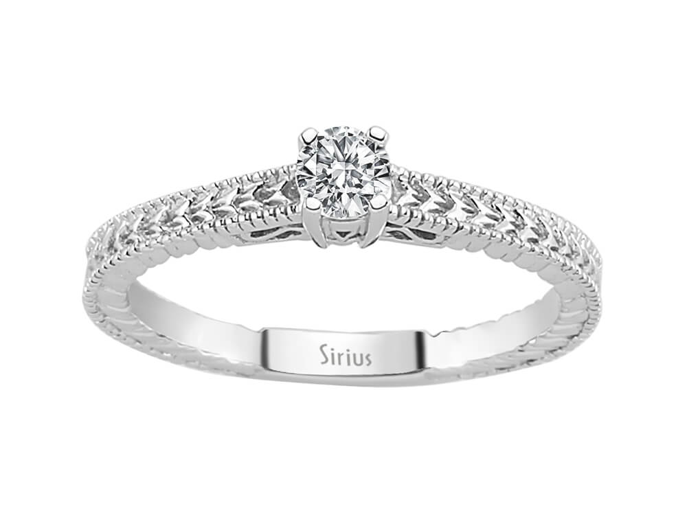 Bague solitaire raffinée ornée d’un diamant de laboratoire de 0,17 carat en Or Blanc 14 carats – Bijoux haut de gamme de Rosy Lab Diamonds