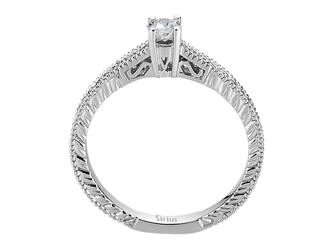 Feiner Solitär-Ring mit einem 0,17 Karat laborgezüchteten Runddiamanten in 14 Karat Weißgold