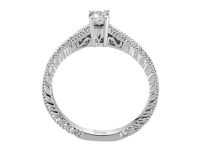 Feiner Solitär-Ring mit einem 0,17 Karat laborgezüchteten Runddiamanten in 14 Karat Weißgold