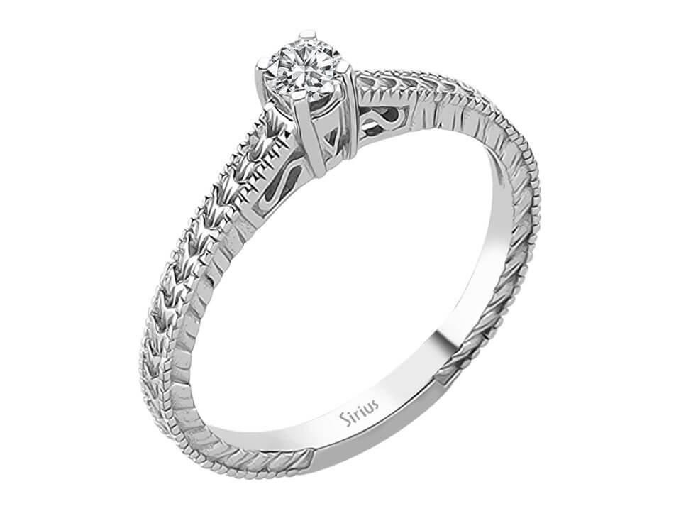 Feiner Solitär-Ring mit einem 0,17 Karat laborgezüchteten Runddiamanten in 14 Karat Weißgold