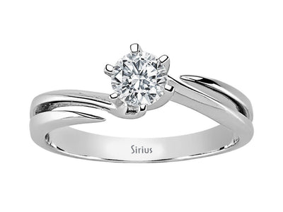 Eleganter Solitär-Ring mit einem 0,37 Karat laborgezüchteten Runddiamanten in 14 Karat Weißgold