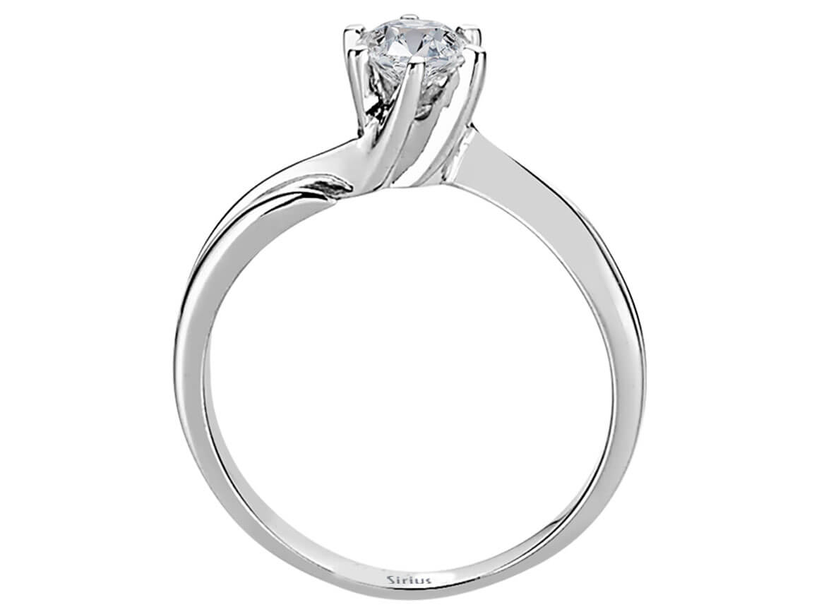 Eleganter Solitär-Ring mit einem 0,37 Karat laborgezüchteten Runddiamanten in 14 Karat Weißgold