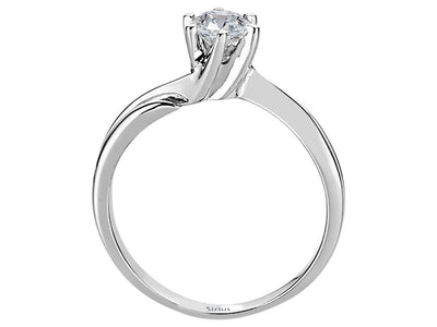 Eleganter Solitär-Ring mit einem 0,37 Karat laborgezüchteten Runddiamanten in 14 Karat Weißgold