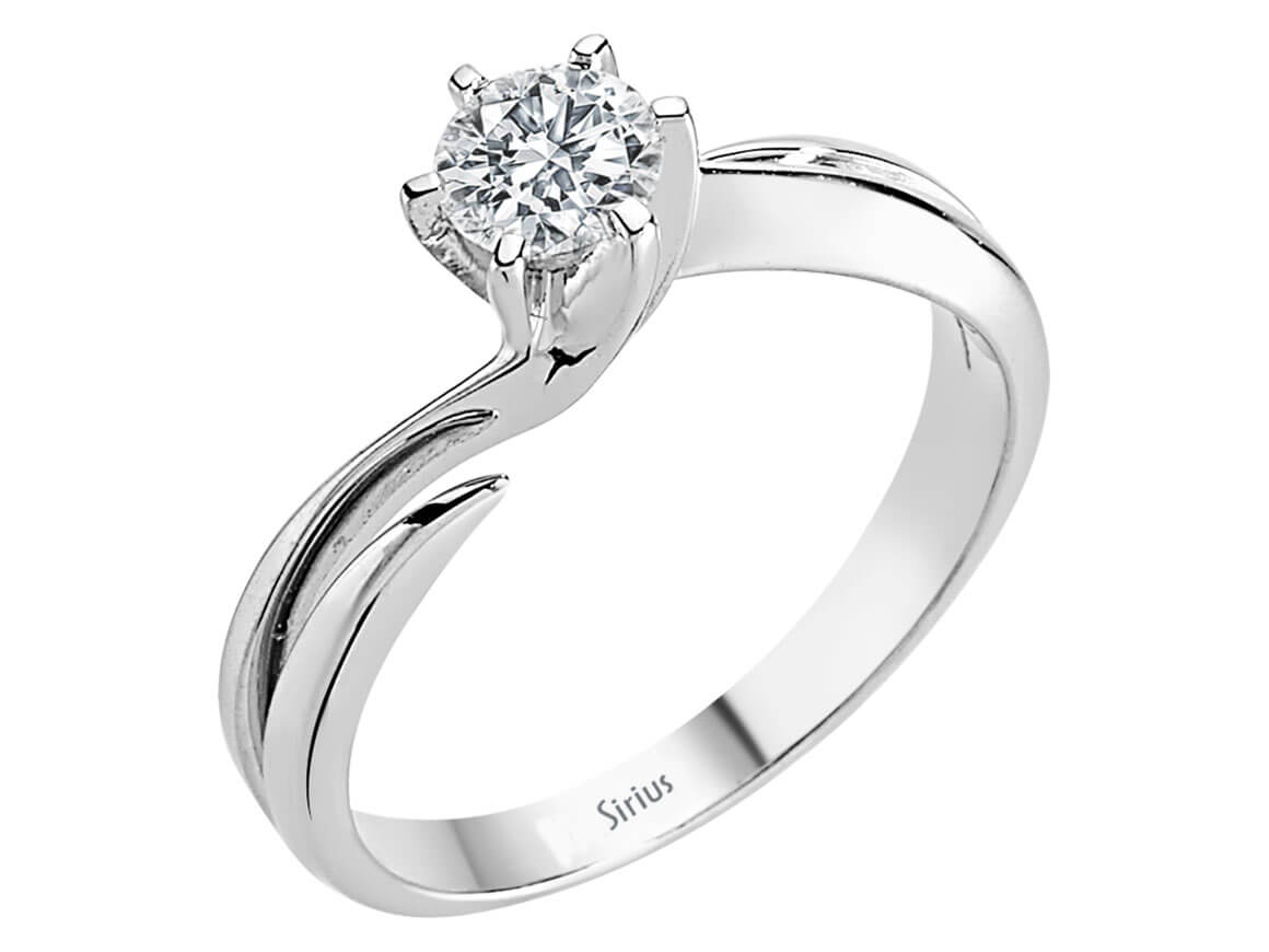 Eleganter Solitär-Ring mit einem 0,37 Karat laborgezüchteten Runddiamanten in 14 Karat Weißgold