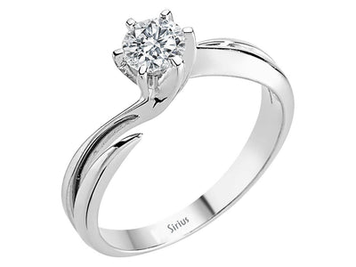 Eleganter Solitär-Ring mit einem 0,37 Karat laborgezüchteten Runddiamanten in 14 Karat Weißgold