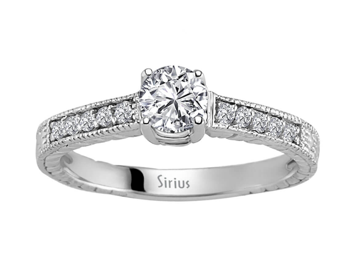 Klassischer Solitär-Ring mit 11 laborgezüchteten Diamanten in 14 Karat Weißgold - hochwertiger Schmuck von Rosy Lab Diamonds