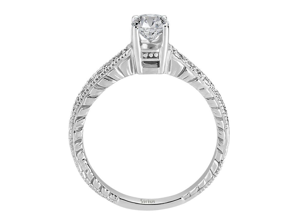 Klassischer Solitär-Ring mit 11 laborgezüchteten Runddiamanten in 14 Karat Weißgold
