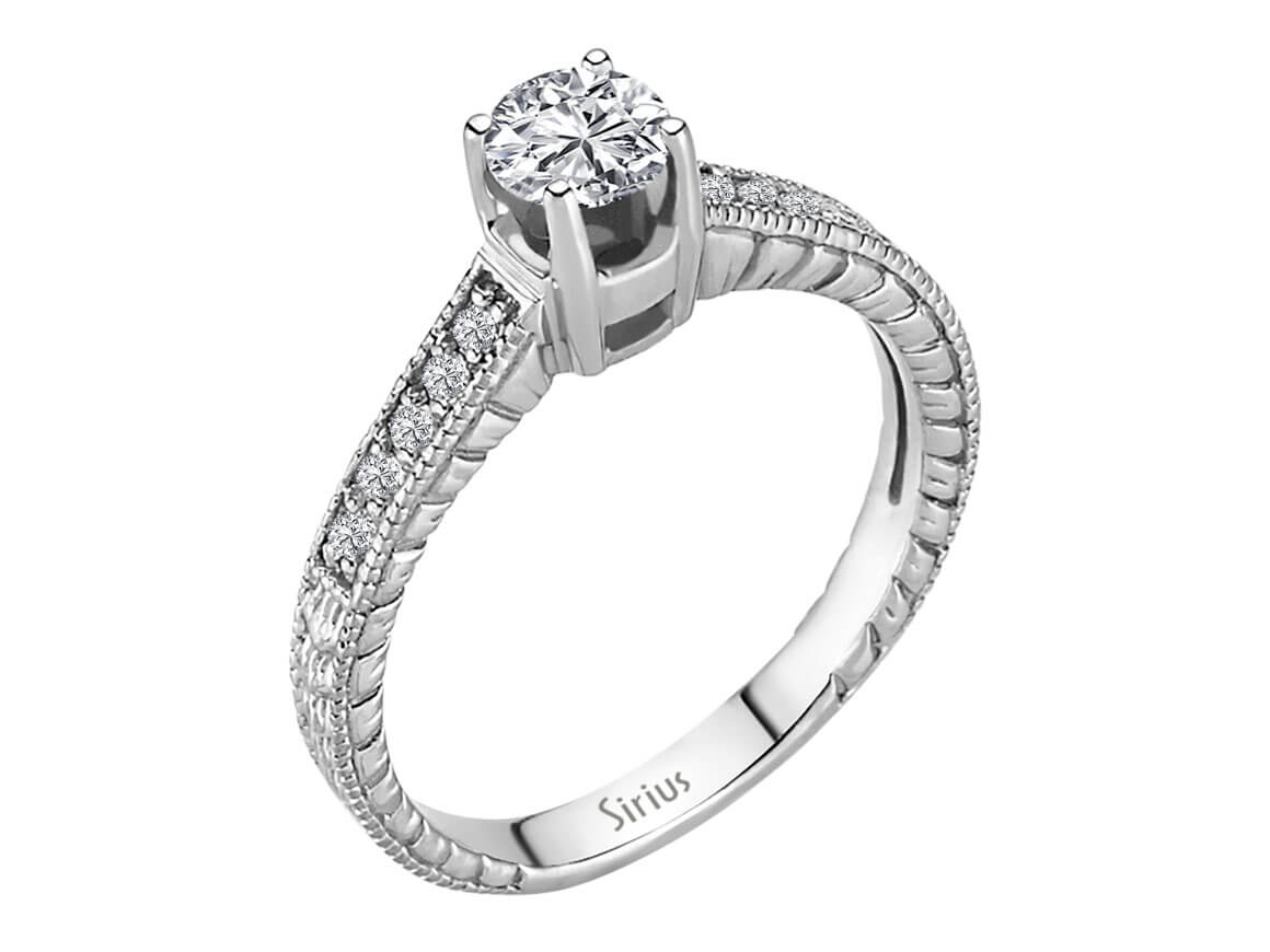 Klassischer Solitär-Ring mit 11 laborgezüchteten Diamanten in 14 Karat Weißgold - hochwertiger Schmuck von Rosy Lab Diamonds