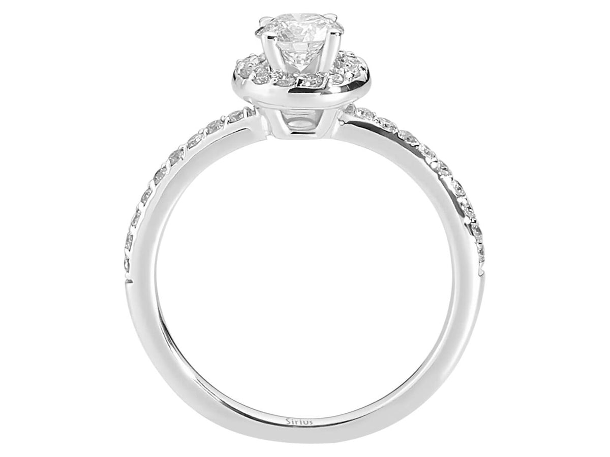 Bague solitaire raffinée ornée de 33 diamants de laboratoire en Or Blanc 14 carats – Bijoux haut de gamme de Rosy Lab Diamonds