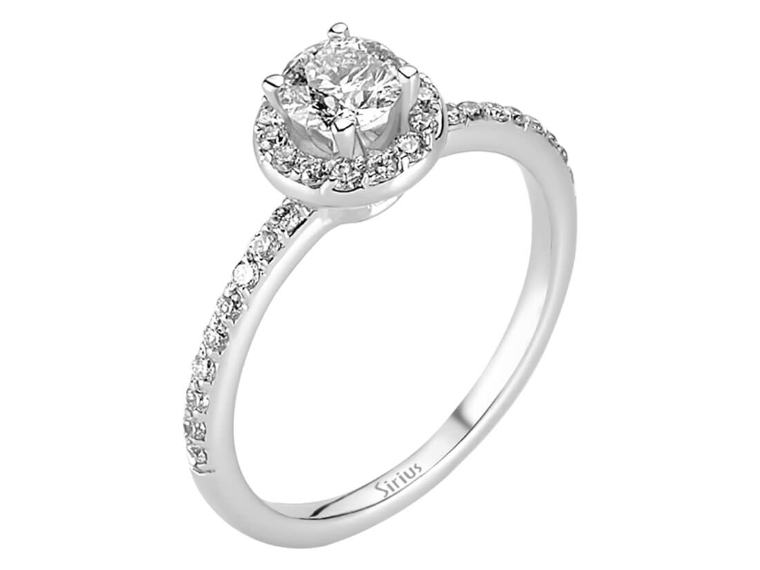 Bague solitaire raffinée ornée de 33 diamants de laboratoire en Or Blanc 14 carats – Bijoux haut de gamme de Rosy Lab Diamonds
