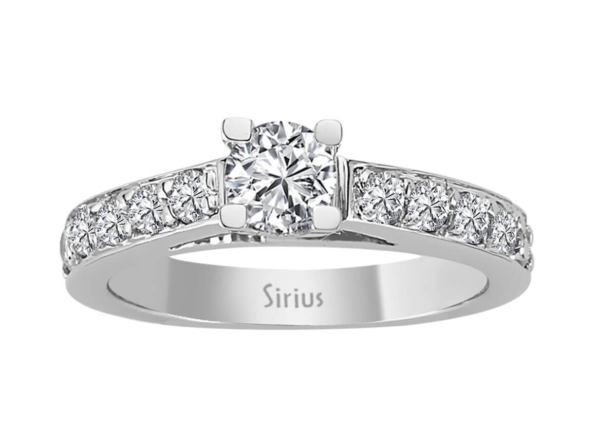 Bague solitaire en Or Blanc avec 11 diamants de laboratoire (0,77 ct) | Pavé 14 carats – Bijoux haut de gamme de Rosy Lab Diamonds