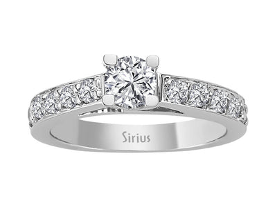 Weißgold Solitärring mit 0,38 ct Mittelstein und 10 Pavé-Labordiamanten